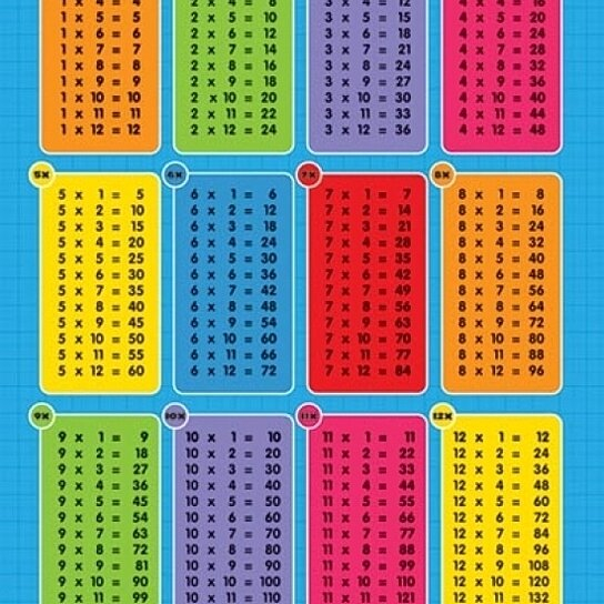 Buy Multiplication Times Tables Laminated Poster 24 X 36 By The 