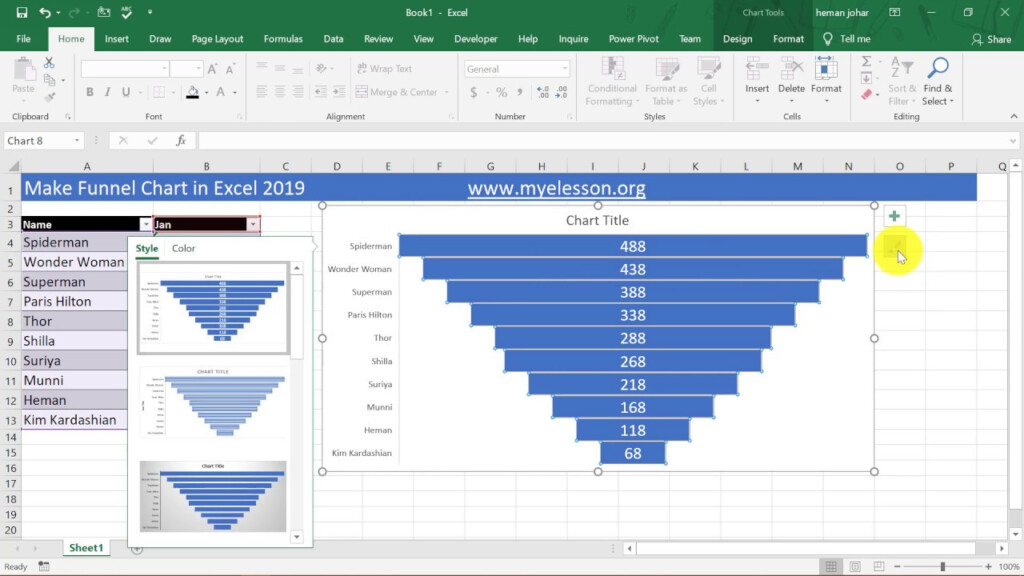 Create Funnel Chart In Excel 2019 YouTube