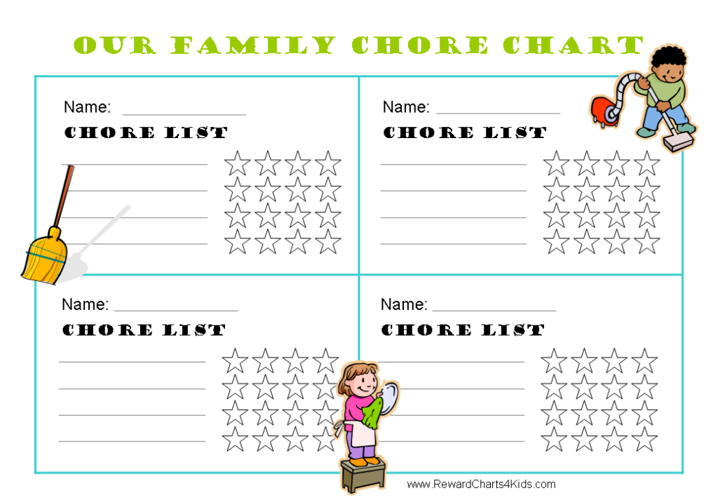 Free Family Chore Chart Family Chore Charts Chore Chart Chore Chart 