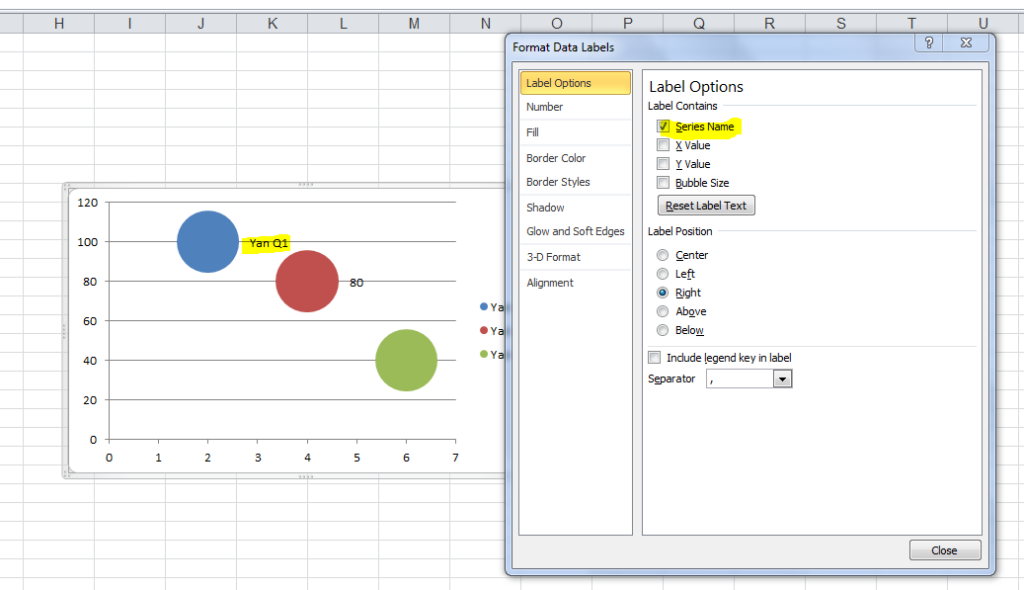 Impossible To Put Legend Along Side Each Bubble In Excel 2007 2010 