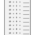 Worksheet On 13 Times Table Printable Multiplication Table 13 Times