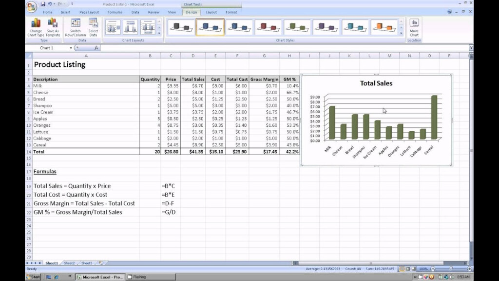 Excel 2007 How To Create A Graph Or Chart Using Your Spreadsheet Data 