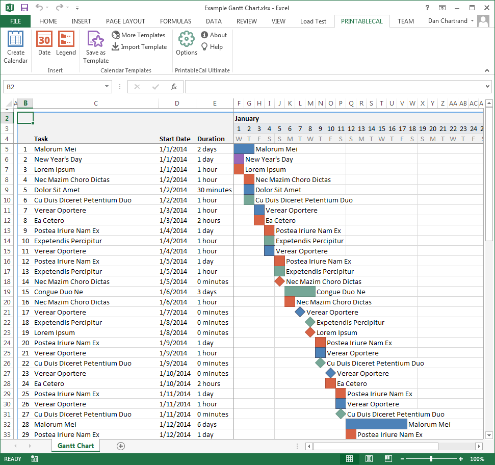 Excel Spreadsheet Gantt Chart Template Db excel