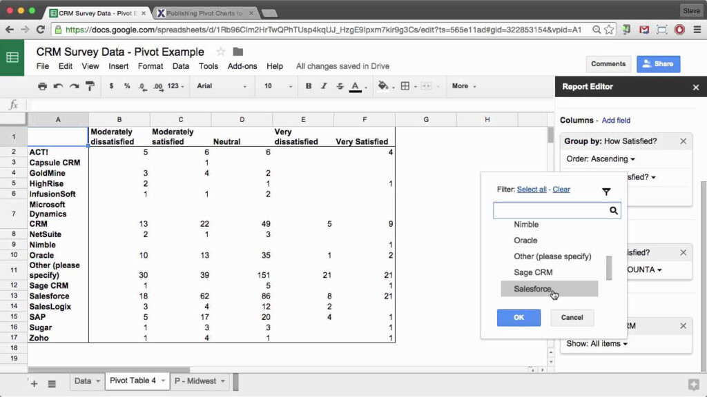 Google Sheets Create Pivot Tables And Charts YouTube
