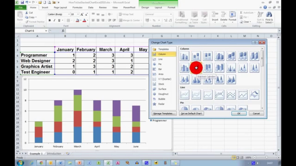 How To Create A Stacked Chart In Excel 2010 YouTube