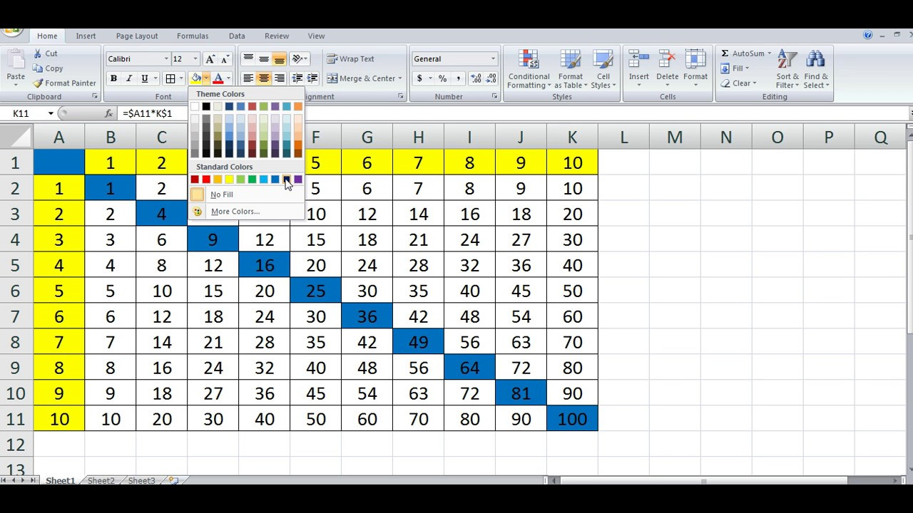 How To Quickly Create Multiplication Table In MS Excel YouTube