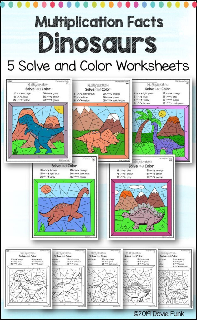 Multiplication Coloring Worksheets Dinosaurs Color Worksheets 