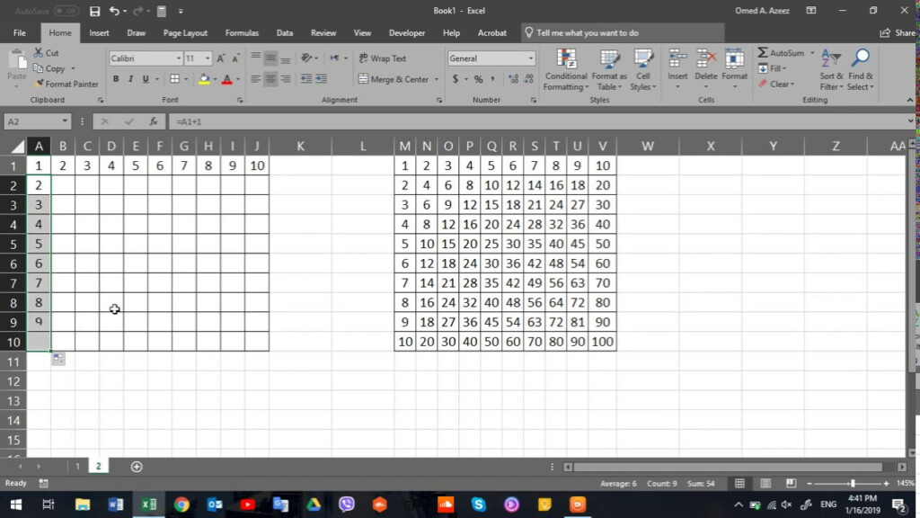 Multiplication Table In Excel YouTube