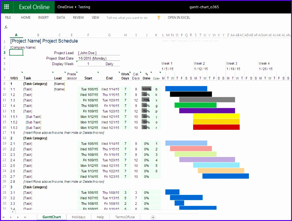 10 Daily Gantt Chart Excel Template Excel Templates Excel Templates