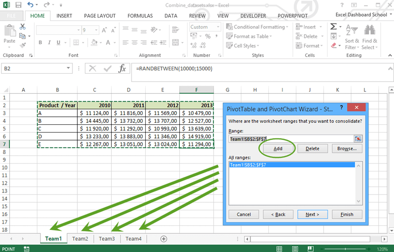 Consolidate Multiple Worksheets Into Excel Pivot Tables