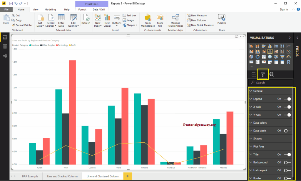 Format Power BI Line And Clustered Column Chart