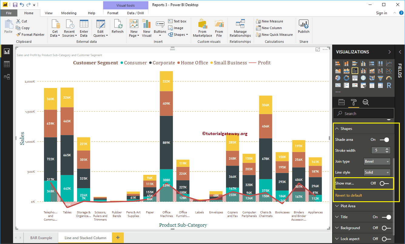 Format Power BI Line And Stacked Column Chart