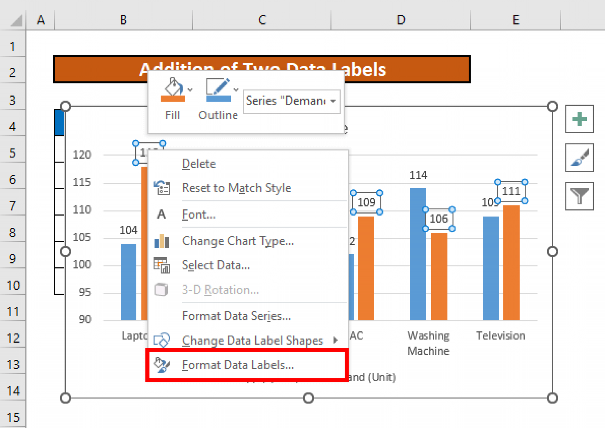 How To Format Multiple Data Labels In Excel Charts