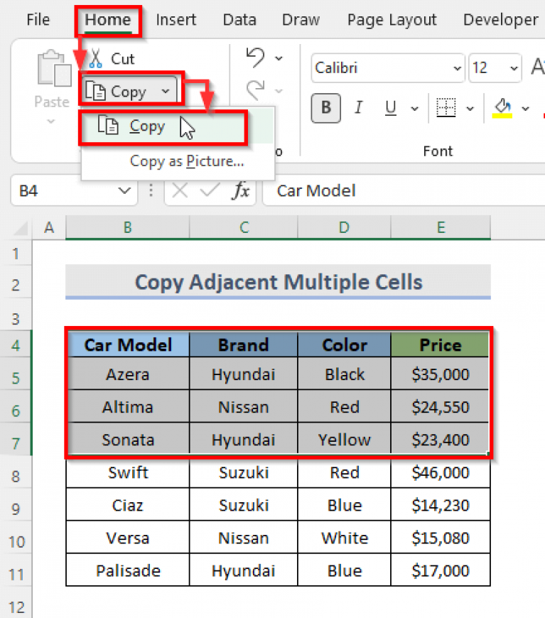 How To Copy Multiple Cells To Another Sheet In Excel 9 Methods 
