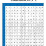 Multiplication Chart 15x15 Times Tables Grid
