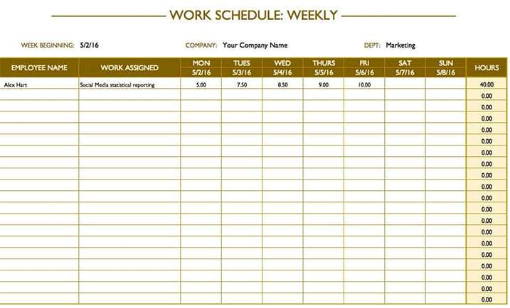 Weekly Work Schedule Template Excel This Excel Template Is Use For